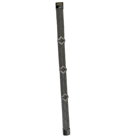 Silver Mesh Diamond-Accented Bracelet With Magnetic Clasp - Picture 5 of 7